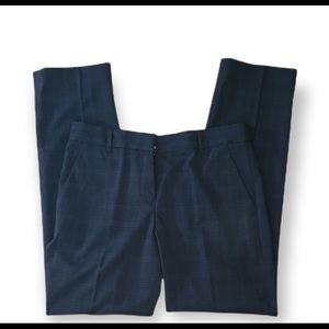 GAP navy straight leg slacks with black grid pattern